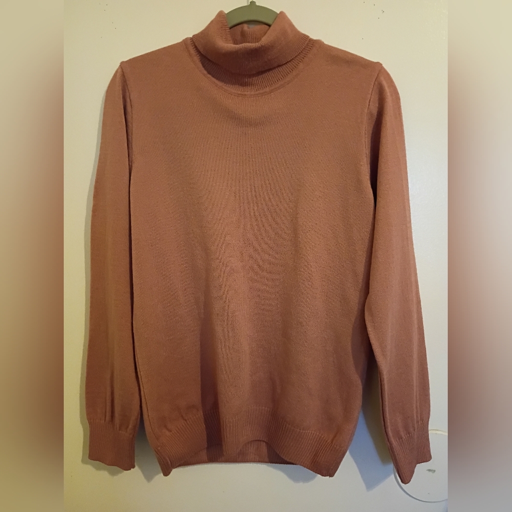Turhan Men's Turtleneck Sweater Rose/Tan Wool Blend Sz M